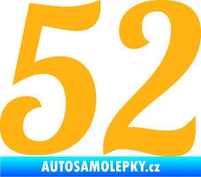 Samolepka Startovní číslo 52 typ 3 světle oranžová