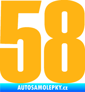 Samolepka Startovní číslo 58 typ 2    světle oranžová