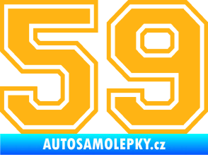 Samolepka Startovní číslo 59 typ 4 světle oranžová