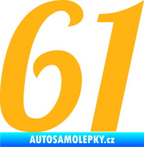 Samolepka Startovní číslo 61 typ 3 světle oranžová
