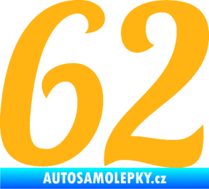 Samolepka Startovní číslo 62 typ 3 světle oranžová