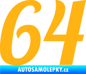 Samolepka Startovní číslo 64 typ 3 světle oranžová