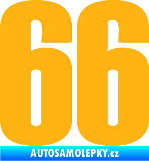 Samolepka Startovní číslo 66 typ 2     světle oranžová