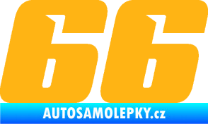 Samolepka Startovní číslo 66 typ 6 světle oranžová