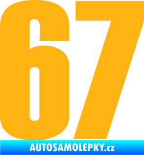 Samolepka Startovní číslo 67 typ 2      světle oranžová