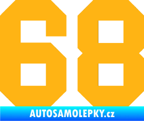Samolepka Startovní číslo 68 světle oranžová