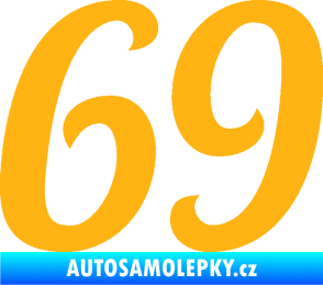 Samolepka Startovní číslo 69 typ 3 světle oranžová