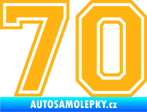 Samolepka Startovní číslo 70 typ 4 světle oranžová