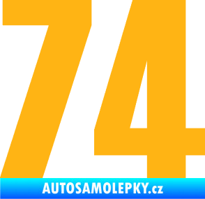 Samolepka Startovní číslo 74 typ 2     světle oranžová