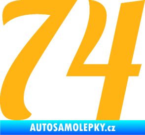 Samolepka Startovní číslo 74 typ 3   světle oranžová