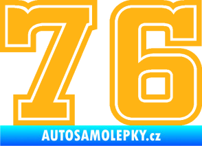 Samolepka Startovní číslo 76 typ 5 světle oranžová