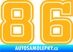 Samolepka Startovní číslo 86 typ 5 světle oranžová