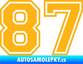 Samolepka Startovní číslo 87 typ 4 světle oranžová