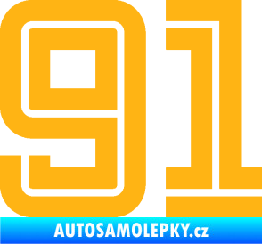 Samolepka Startovní číslo 91 typ 7 světle oranžová