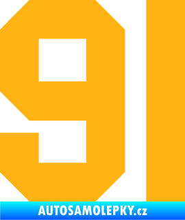 Samolepka Startovní číslo 91 světle oranžová