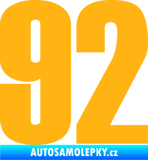 Samolepka Startovní číslo 92 typ 2  světle oranžová