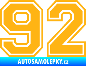 Samolepka Startovní číslo 92 typ 4 světle oranžová