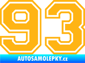 Samolepka Startovní číslo 93 typ 4 světle oranžová