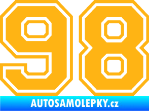 Samolepka Startovní číslo 98 typ 4 světle oranžová