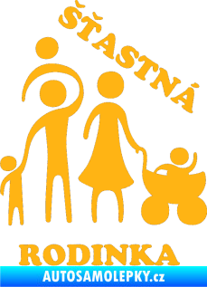Samolepka Šťastná rodinka světle oranžová