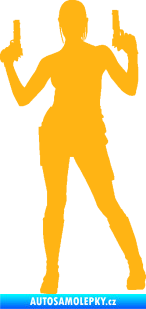 Samolepka Střelkyně 002 levá girl with gun světle oranžová