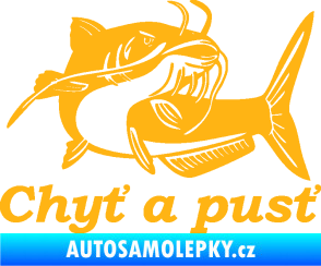Samolepka Sumec 002 chyť a pusť pravá světle oranžová