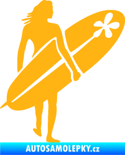 Samolepka Surfařka 003 pravá světle oranžová