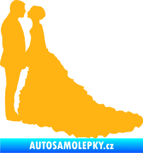 Samolepka Svatba 002 levá světle oranžová