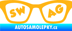 Samolepka Swag nápis v brýlích světle oranžová