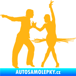Samolepka Tanec 009 levá latinskoamerický tanec pár světle oranžová