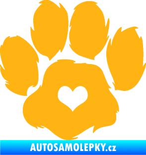 Samolepka Tlapka 006 levá světle oranžová
