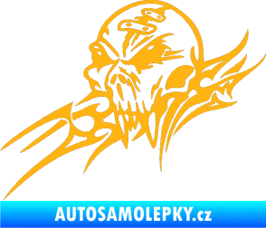 Samolepka Tribal skull levá lebka světle oranžová