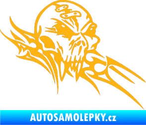 Samolepka Tribal skull pravá lebka světle oranžová