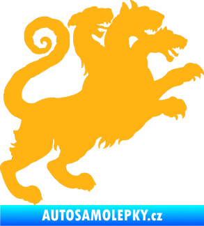 Samolepka Trojhlavý pes kerberos 002 pravá světle oranžová