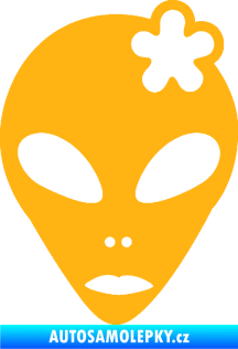 Samolepka UFO 009 slečna s kytičkou pravá světle oranžová