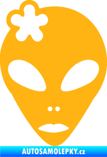 Samolepka UFO 009 slečna s kytičkou levá světle oranžová