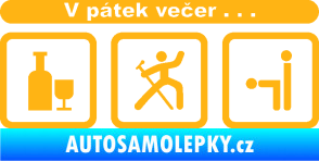 Samolepka V pátek večer  světle oranžová