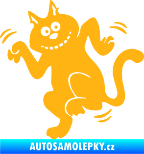 Samolepka Veselá kočka levá světle oranžová