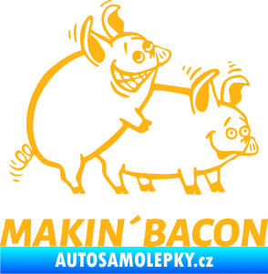 Samolepka Veselá prasátka makin bacon pravá světle oranžová