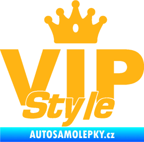 Samolepka VIP styl nápis s korunkou světle oranžová