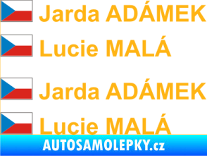 Samolepka Vlajka ČR se jménem světle oranžová