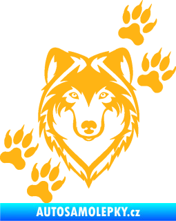Samolepka Vlk 023 pravá světle oranžová