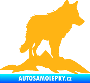 Samolepka Vlk 031 pravá hory světle oranžová