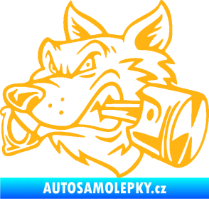 Samolepka Vlk 032 levá moto s pístem světle oranžová