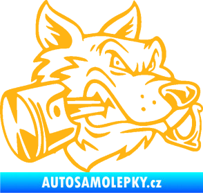 Samolepka Vlk 032 pravá moto s pístem světle oranžová