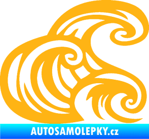 Samolepka Vlny 004 pravá moře světle oranžová