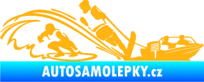 Samolepka Vodní lyžování a surf pravá světle oranžová