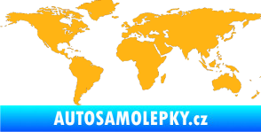 Samolepka World mapa světa světle oranžová