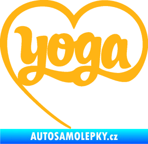Samolepka Yoga nápis v srdíčku světle oranžová