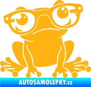 Samolepka Žába 011 pravá kouká s brýlemi světle oranžová
